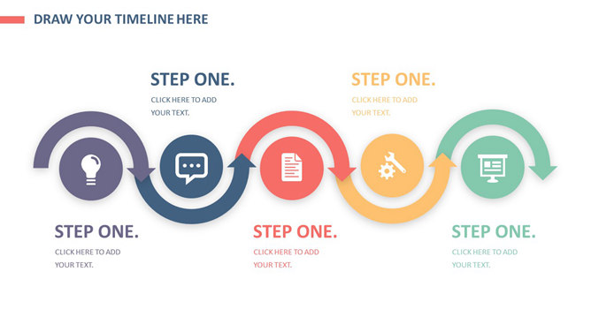 半圆箭头PPT流程图模板素材-三才资源库分享