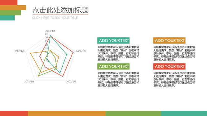 清新配色雷达图PPT模板-三才资源库分享