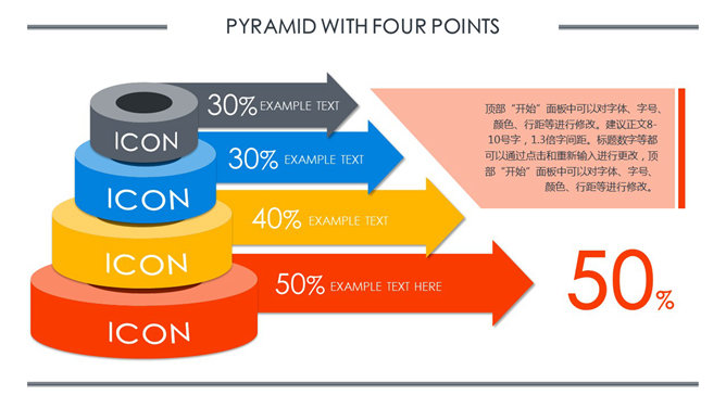 彩色圆形层级关系PPT模板-三才资源库分享