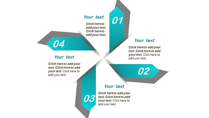 风车形四项并列PPT图表模板-三才资源库分享