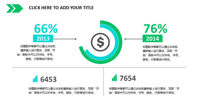 两项比较百分比饼图PPT模板-三才资源库分享