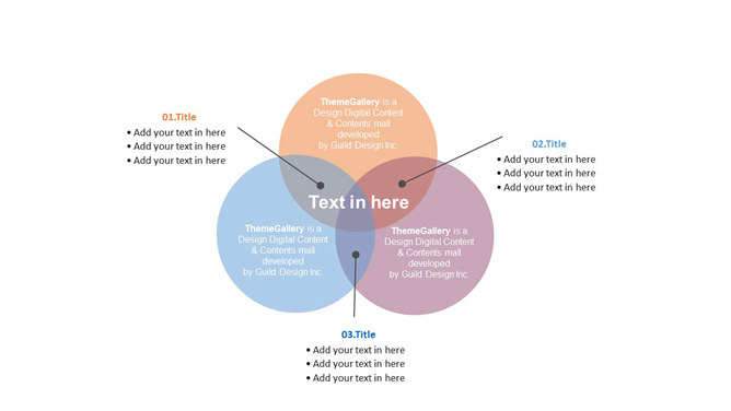 清新配色三项交叉PPT模板素材-三才资源库分享