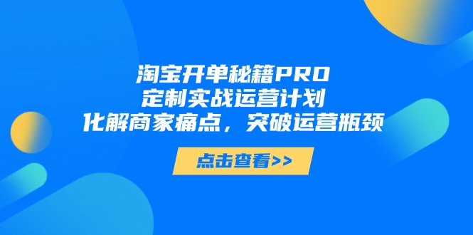 淘宝开单秘籍PRO，定制实战运营计划，化解商家痛点，突破运营瓶颈网赚项目-三才资源库分享