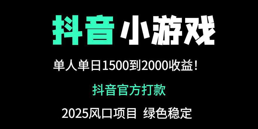 抖音官方小游戏2025全网最新玩法,暴利赚钱项目,单机日入2000+网赚项目-三才资源库分享