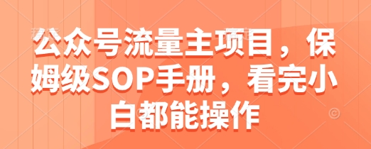公众号流量主项目,保姆级SOP手册,看完小白都能操作网赚项目-三才资源库分享