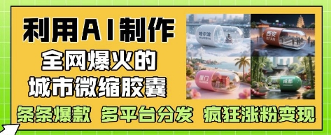 利用AI制作全网爆火的城市微缩胶囊，条条爆款， 多平台分发，疯狂涨粉变现网赚项目-三才资源库分享