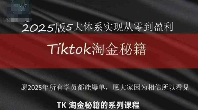 TikTok跨境2025淘金秘籍,2025TikTok从0到盈利变现网赚项目-三才资源库分享