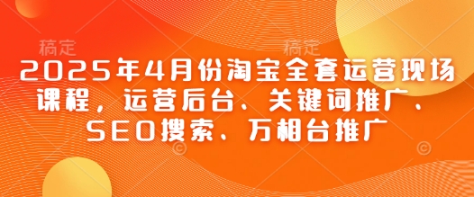2025年4月份淘宝全套运营现场课程,运营后台、关键词推广、SEO搜索、万相台推广网赚项目-三才资源库分享