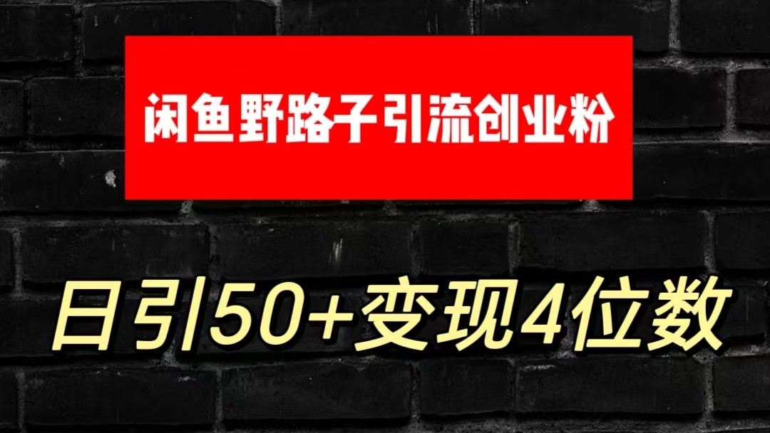 大眼闲鱼野路子引流创业粉，日引50+单日变现四位数网赚项目-三才资源库分享