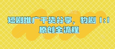 短剧推广干货分享,豹剧 1:1原创全流程网赚项目-三才资源库分享