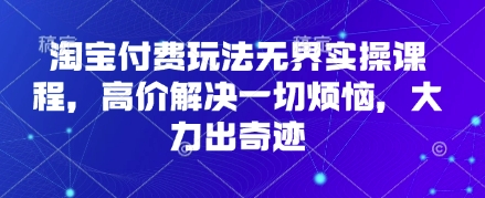 淘宝付费玩法无界实操课程，高价解决一切烦恼，大力出奇迹网赚项目-三才资源库分享