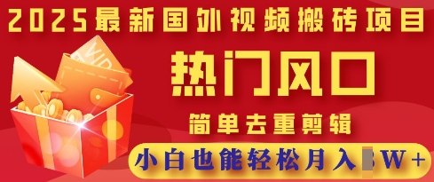 2025最新视频搬砖项目,热门风口,简单去重剪辑,小白也能轻松月入过W网赚项目-三才资源库分享
