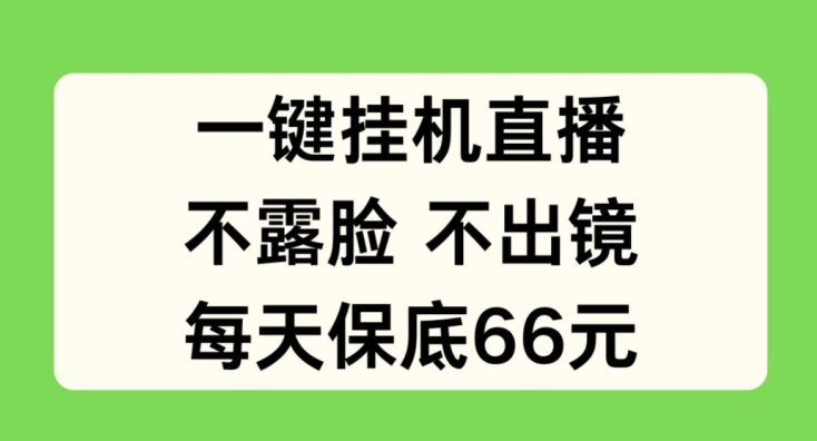 一键挂JI直播,不露脸不出境,每天保底66元网赚项目-三才资源库分享