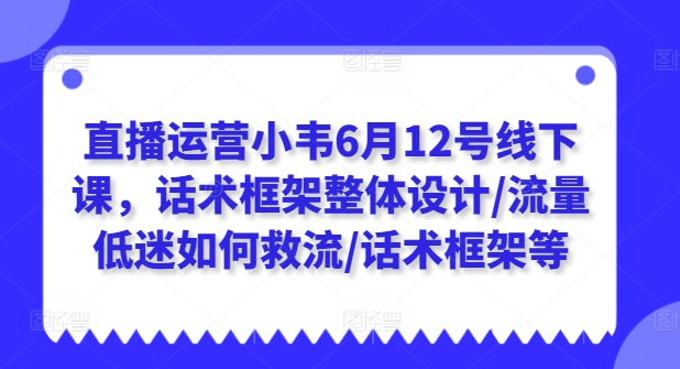 直播运营小韦6月12号线下课，话术框架整体设计/流量低迷如何救流/话术框架等网赚项目-三才资源库分享