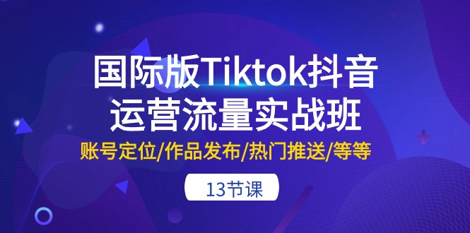 国际版Tiktok抖音运营流量实战班:账号定位/作品发布/热门推送/等等-三才资源库分享