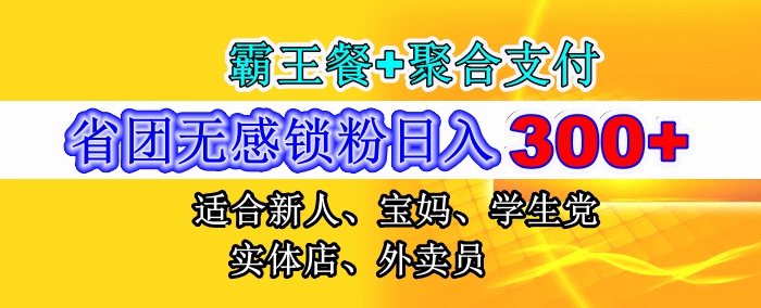 省团推手版无感锁粉日入300+上不封顶,霸王餐+聚合支付强强联合,附无敌锁粉教程网赚项目-三才资源库分享