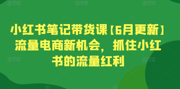小红书笔记带货课【6月更新】流量电商新机会，抓住小红书的流量红利网赚项目-三才资源库分享