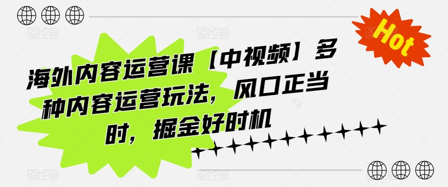 海外内容运营课【中视频】多种内容运营玩法,风口正当时,掘金好时机网赚项目-三才资源库分享