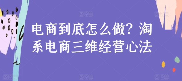 电商到底怎么做?淘系电商三维经营心法网赚项目-三才资源库分享