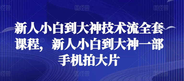 新人小白到大神技术流全套课程，新人小白到大神一部手机拍大片网赚项目-三才资源库分享