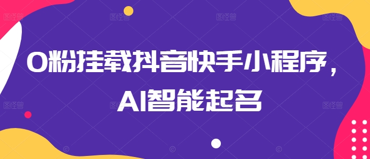 0粉挂载抖音快手小程序,AI智能起名网赚项目-三才资源库分享