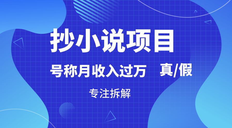 抄小说项目,号称月入过万,到底是否真实,能不能做,详细拆解网赚项目-三才资源库分享