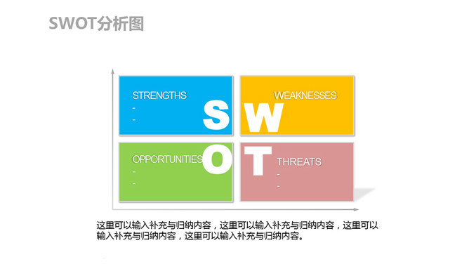 清新色彩SWOT图PPT模板-三才资源库分享