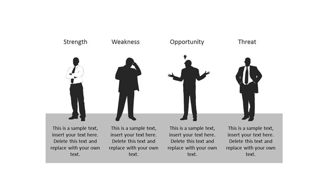 商务人物剪影SWOT分析PPT模板-三才资源库分享