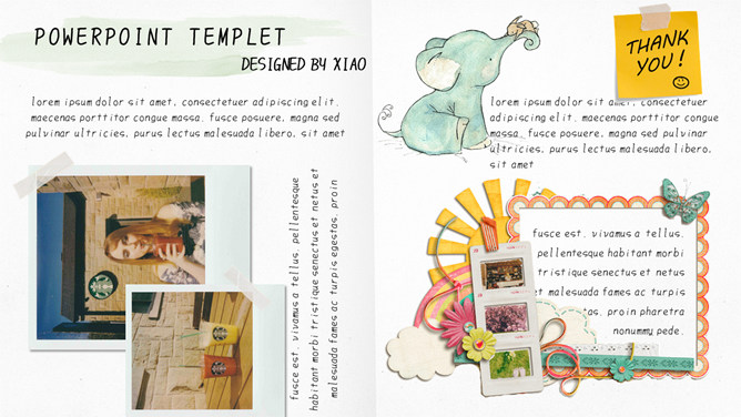 唯美设计感女生手帐风PPT模板-三才资源库分享