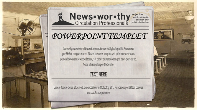 创意设计感做旧报纸复古欧美风PPT模板-三才资源库分享