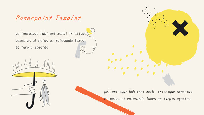 创意时尚插画简笔画PPT模板-三才资源库分享