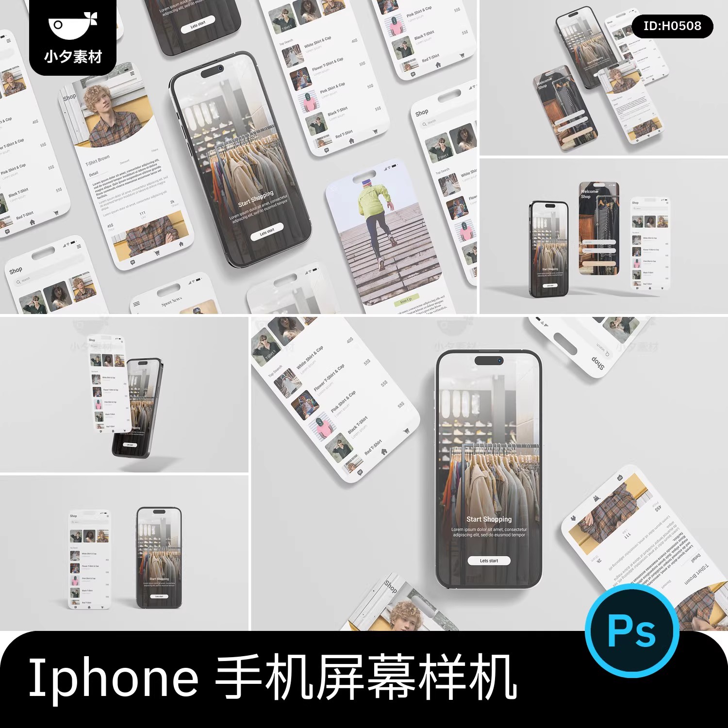 9款，爱疯14平果手机UI界面app软件应用设计作品展示效果样机PSD素材-三才资源库分享