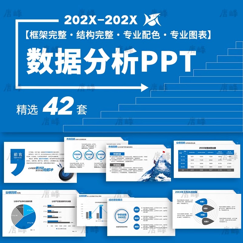 42款，数据分析ppt模板商务公司财务销售统计活动复盘运营工作总结计划-三才资源库分享