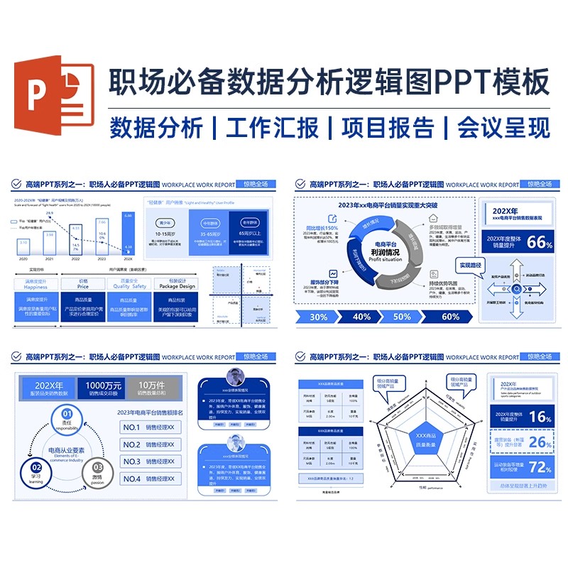 【PPT做的好，机会少不了】高级感商务数据分析逻辑架构图PPT模板-三才资源库分享