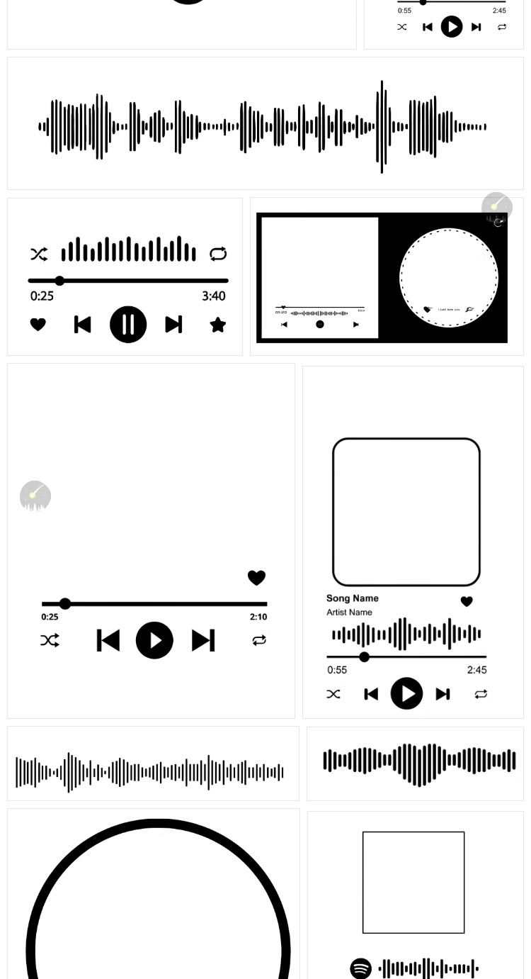 图片[4]-48套，音乐播放器UI界面边框进度条拼贴画PNG免抠图可商用饭圈美工素材-三才资源库分享
