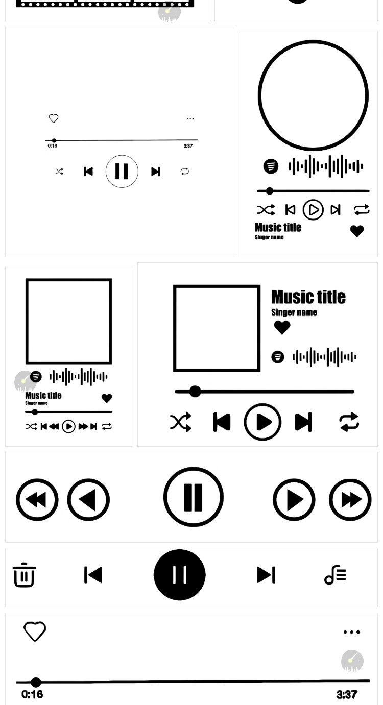 图片[6]-48套，音乐播放器UI界面边框进度条拼贴画PNG免抠图可商用饭圈美工素材-三才资源库分享